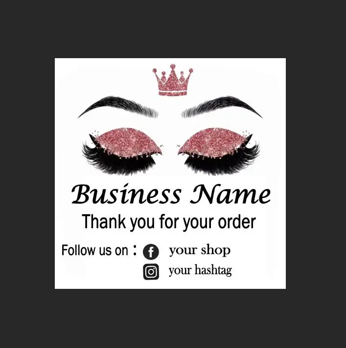 Buy 100 Pcs Custom Personalised Thank you Eyelashes card Logo Eyelash Package Lipgloss Mink Cosmetic Businesses Small on