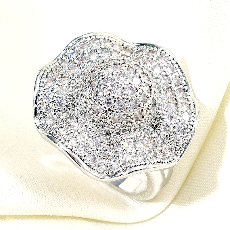 Винтажные Цветочные популярные кольца уникальные большие для женщин золотого