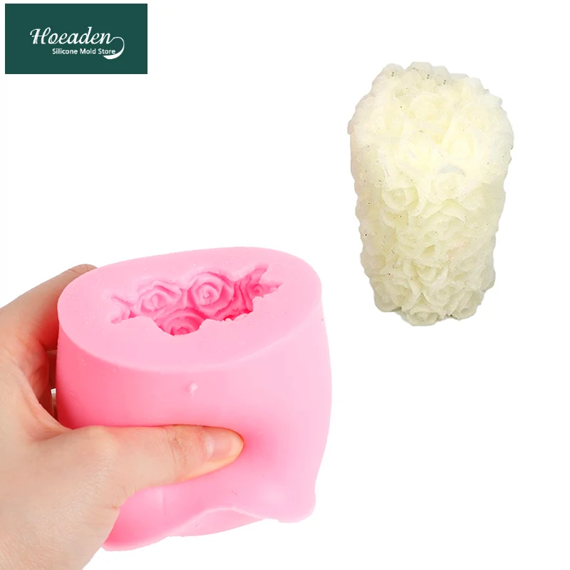 

3D Rose Flower Cylinder Silicone DIY Soap Candle Molds Crafts Decorating Mold Handmade Aroma Candle Soap Home Decoration Mould