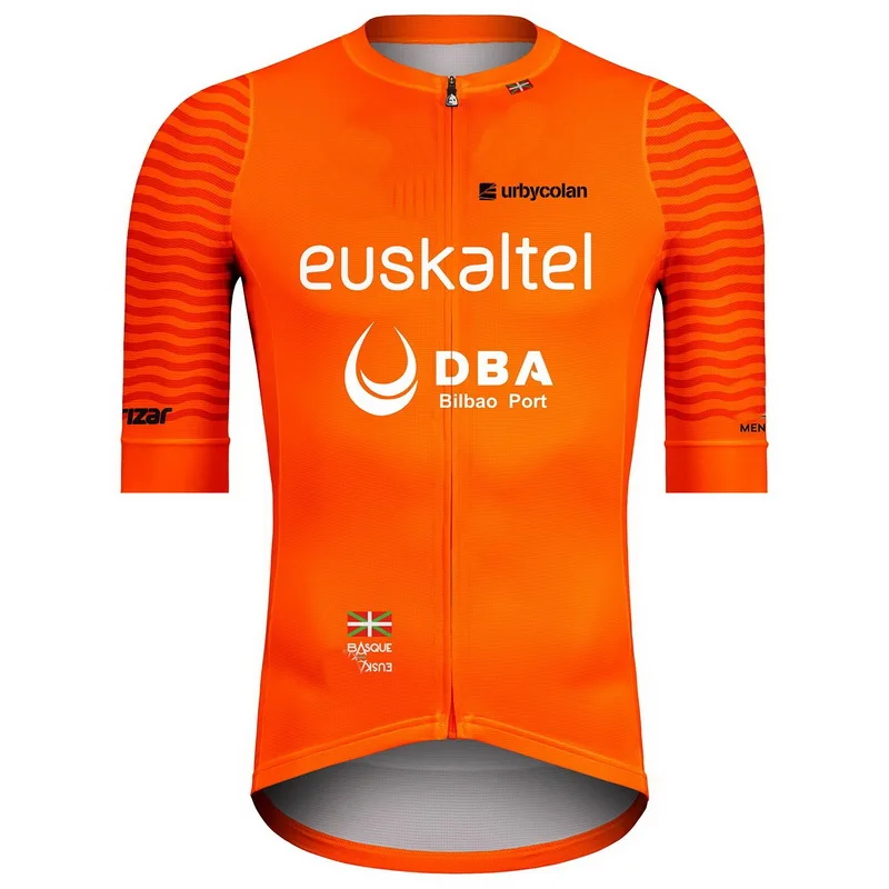 

2021 EUSKALTEL DBA командная оранжевая футболка с коротким рукавом для велоспорта летняя одежда для велоспорта ROPA CICLISMO с лентой