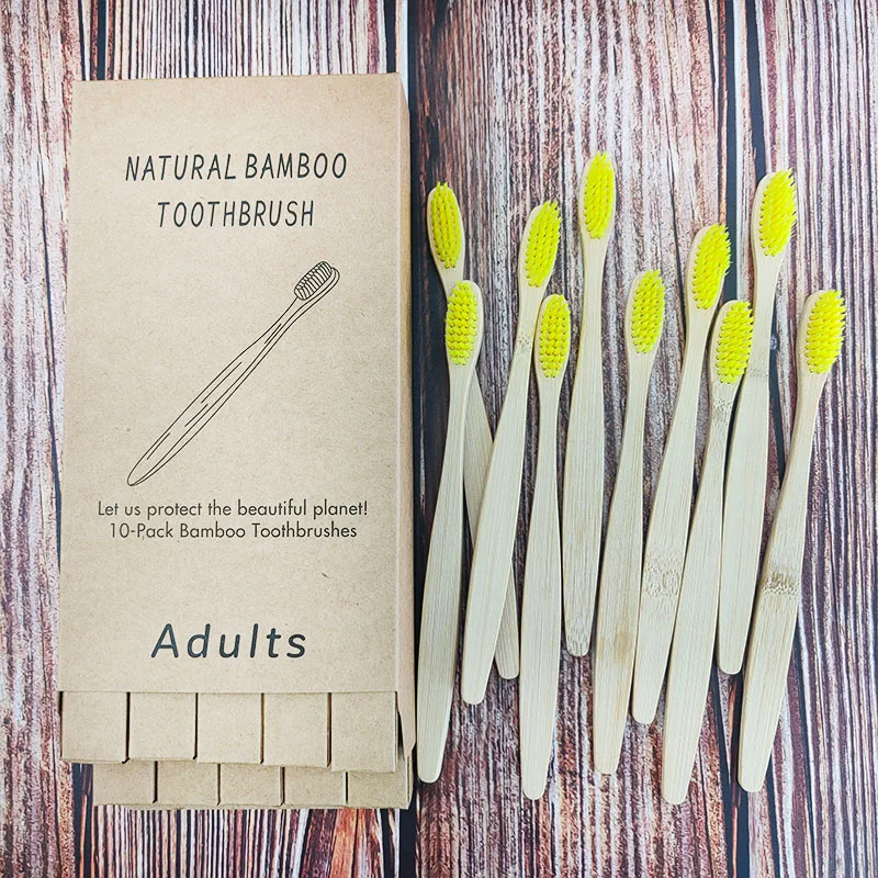 10 шт./лот Бамбуковая деревянная зубная щетка мягкие зубные щетки для волос