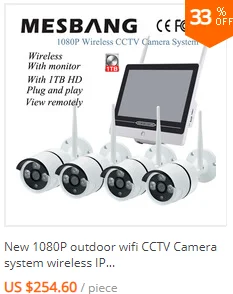 1080P беспроводная IP CCTV камера Камера системы наборы Спорт на открытом воздухе 2MP с поддержкой Wi-Fi IP Камера системы 8ch PoE NVR комплекты build in 1 ТБ HDD с монитором