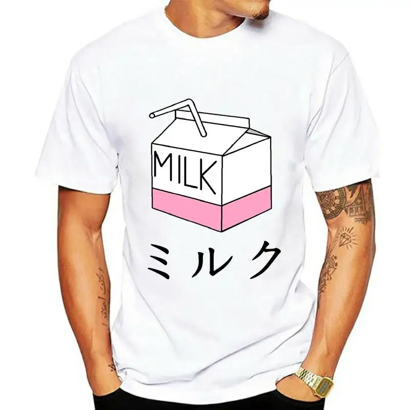 

Fashion Men T shirt Milk Carton 100% Cotton Vaporwave Aesthetics T Shirt