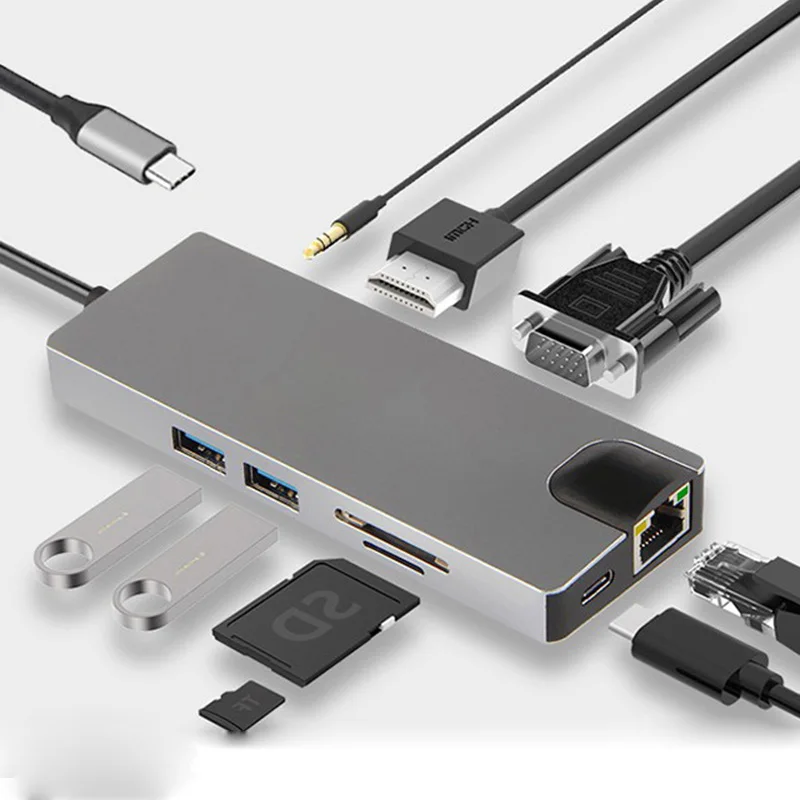USB Type C концентратор адаптер для 3 0 HDMI VGA гигабит RJ45 Ethernet порт док станция ноутбука