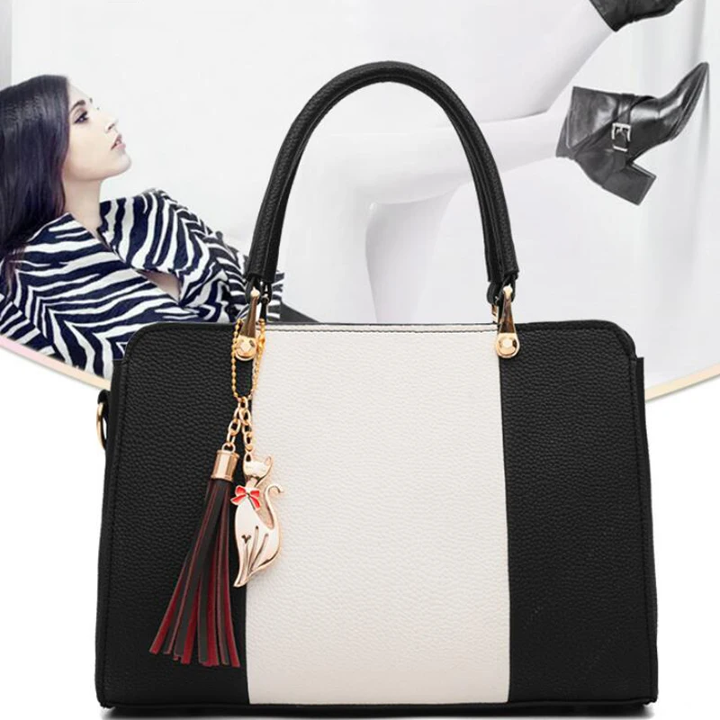 

Ladies Tassel Patchwork Totes Casual Fashion Flap Shopping Party Work Purse Women Crossbody Shoulder Handbag