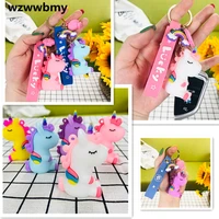 cute animal unicorn key ring girl backpack pony pendant hand run dolls childrens toys