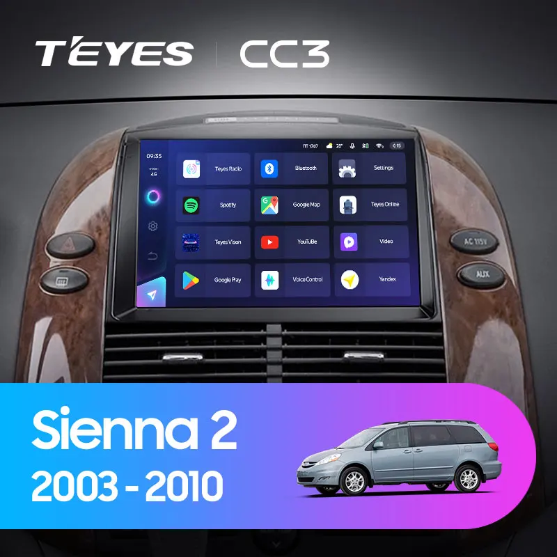 TEYES CC3 Штатная магнитола For Тойота Сиенна 2 XL20 Toyota Sienna II 2003 - 2010 до 8-ЯДЕР 6 + 128ГБ 27EQ DSP