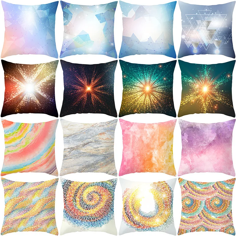 

New Fashion Home Decoration Geometric Space Pillow Cases Nice Customized Colorful Bright Sofa Cushion Cover Wholesale Hot Sale