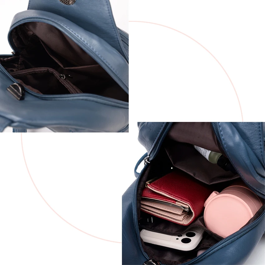 

Small Backpack Women Casual Girls Chest Bag Travel Bagpack Multi-Functional Rucksacks Vintage Antirrobo Mochila Cross-Body Bags