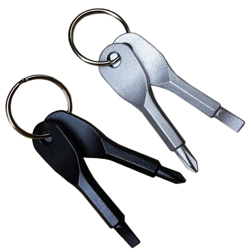

Portable Phillips Slotted Screwdriver Key Ring Hike Outdoor Multi Mini Pocket keyring Repair Tool Gadget Camping Accessories