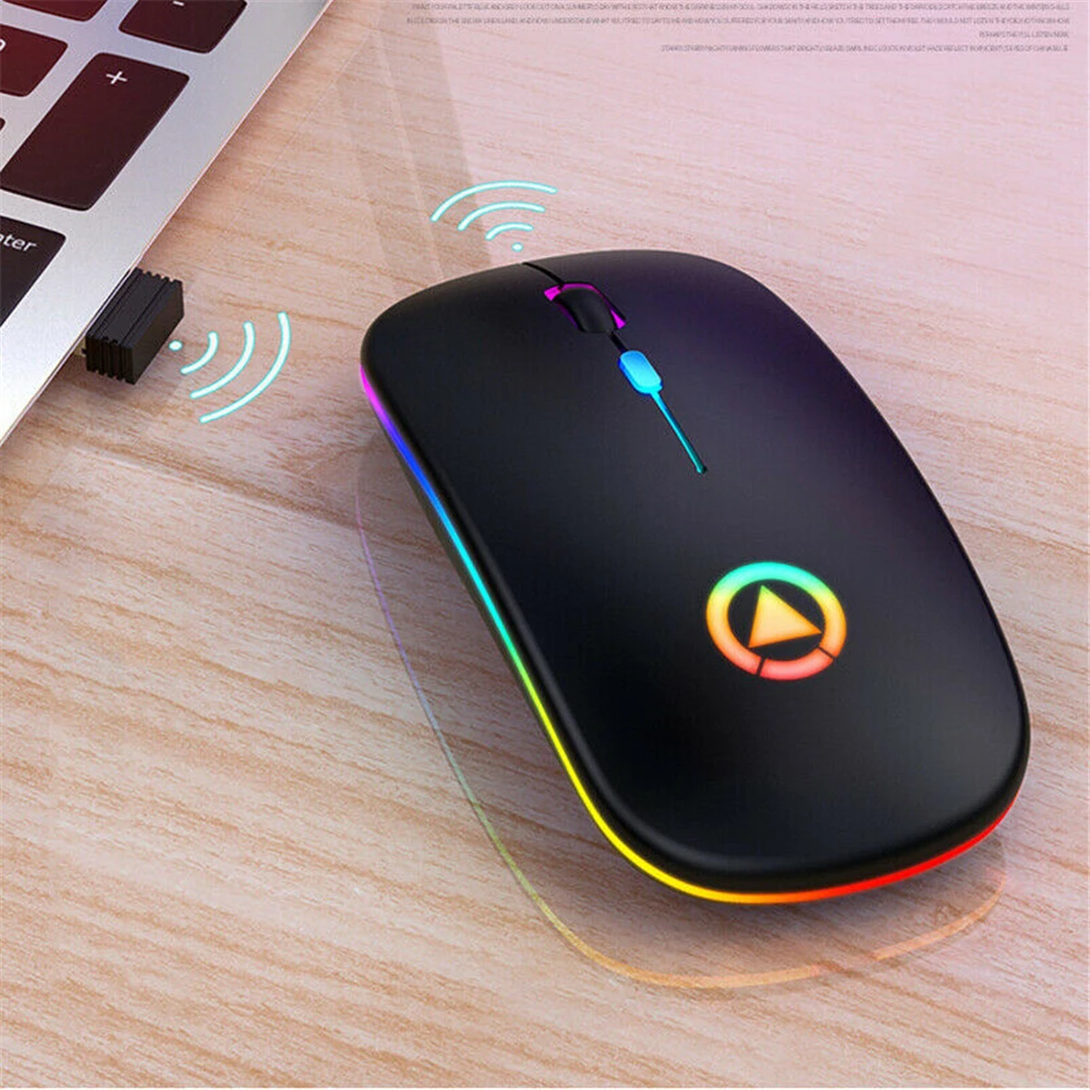 slim rechargeable wireless mouse silent led backlit mouse usb optical ergonomic gaming mouse pc computer mouse for laptop pc free global shipping