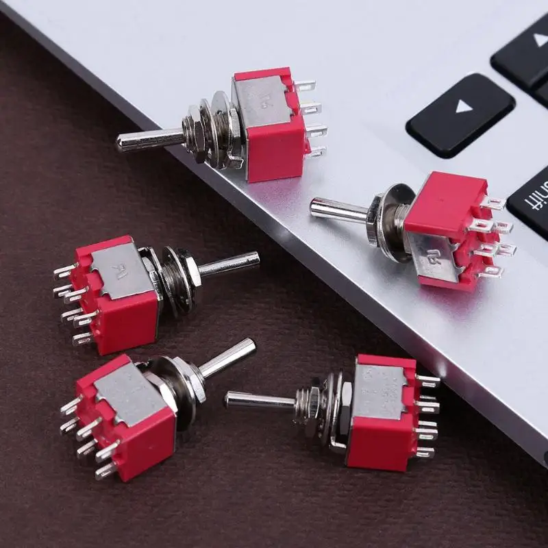 5 шт. Mini 3 позиции 6Pin тумблер MTS-223 двойной сбросить Мощность выключатель