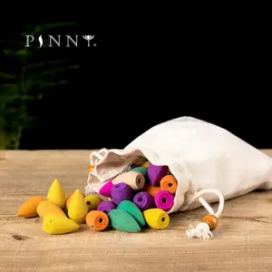 Передничек 80 шт.пакет обратного Ладан смешанный цвет натуральный запах Цветной дыма полые Ладан освежитель воздуха и конус Ладан кадило сандалии