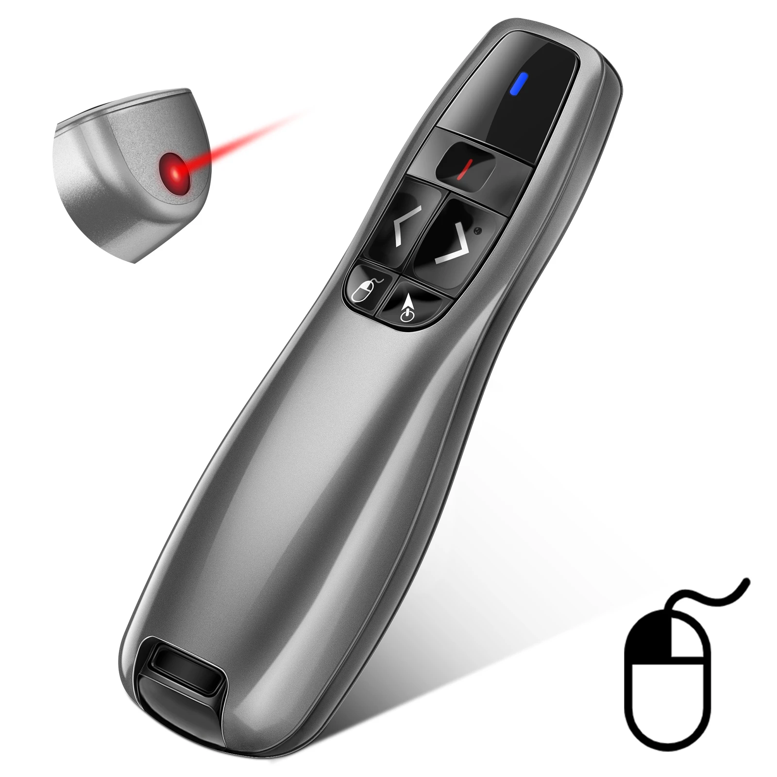 

RF 2,4 ГГц беспроводной Презентер с Air Mouse USB Презентация пульт дистанционного управления Clicker светильник том для Powerpoint PPT Slide Mac