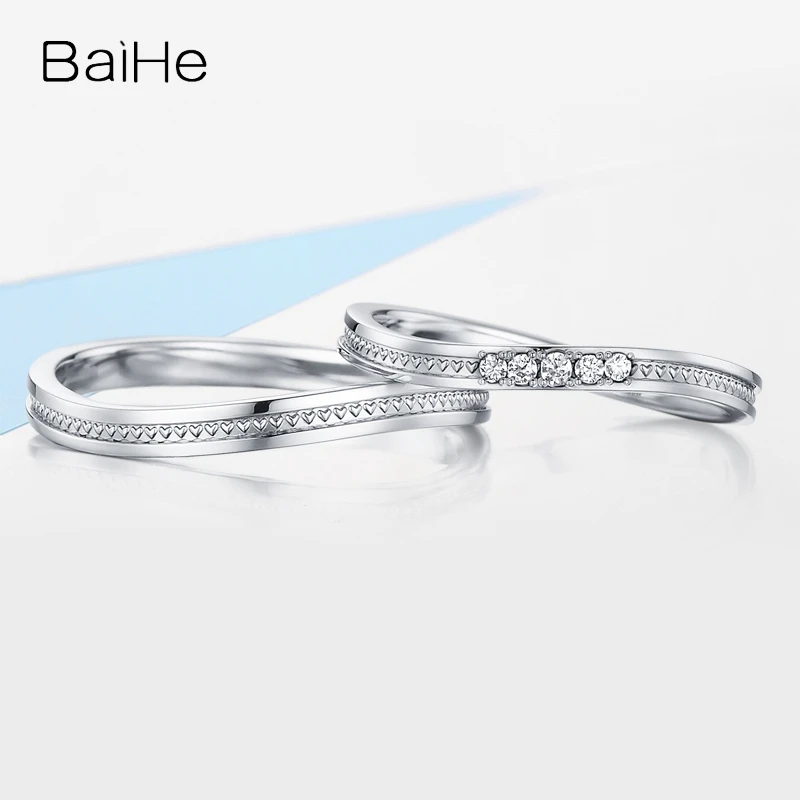 Кольцо BAIHE из 18-каратного белого золота с натуральными бриллиантами H/SI для женщин