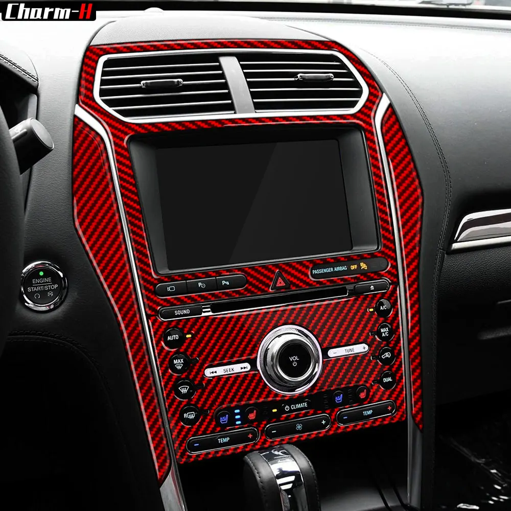 

Carbon Fiber Car Interior Navigation Center Console CD Panel Cover Trim Sticker for Ford Explorer 2016-2019