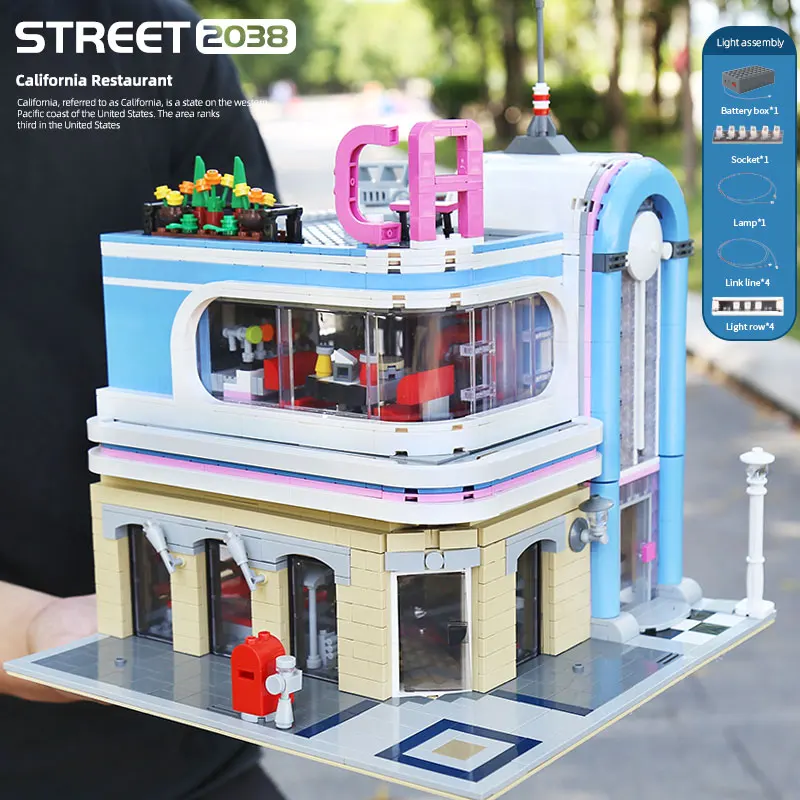 Пресс форма для King 16001 Streetview игрушки совместимая с MOC 32566 города столовая сборки