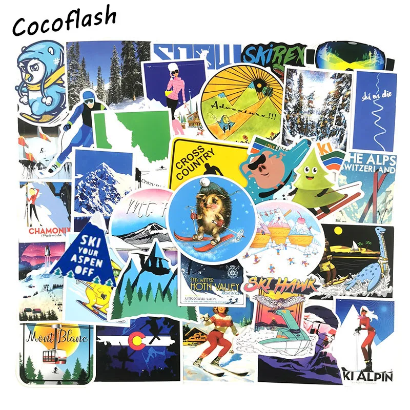 Наклейки 70 шт./компл. зимние лыжные снежные горные пингвины граффити наклейки для