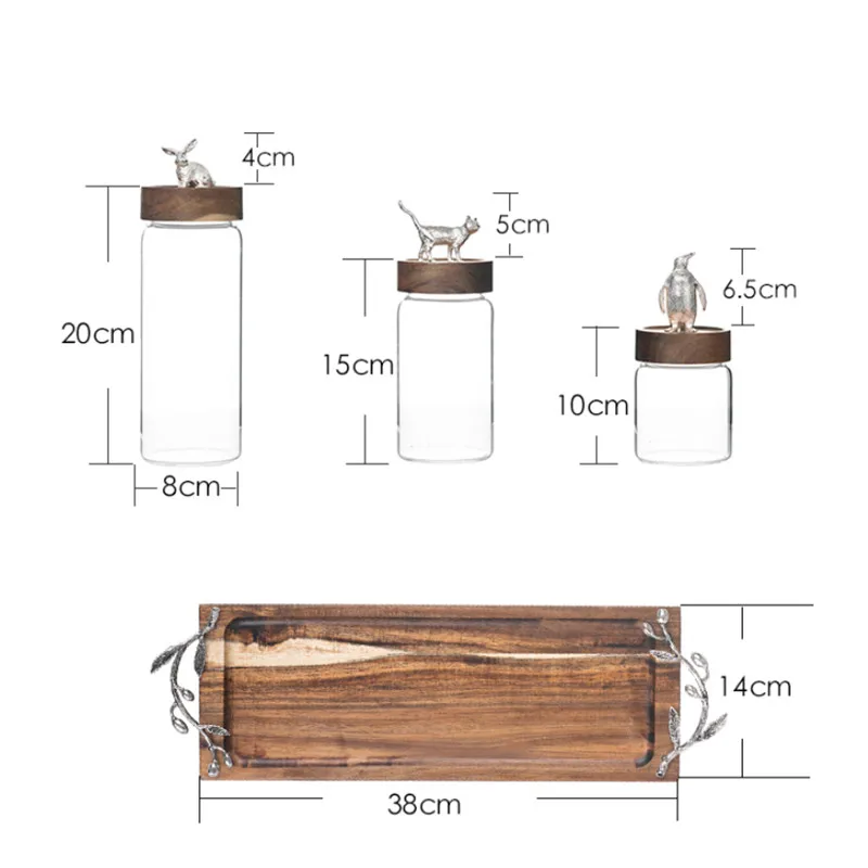 

Nordic Food Container Glass Spice Jar Kitchen Storage Bottles Sealed Cans with Cover Large Capacity Candy Dessert Tank Tea Caddy
