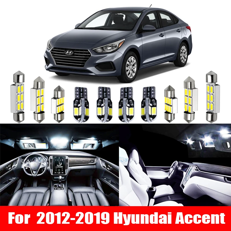 8 шт. для Hyundai Accent 2012 - 2016 2017 2018 2019 Canbus светодиодные внутренние Комплект ламп салона