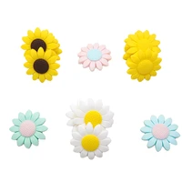 chenkai 10pcs silicone sunflower teether beads baby dummy teething pendant for diy baby nursing necklace chewable pacifier gift