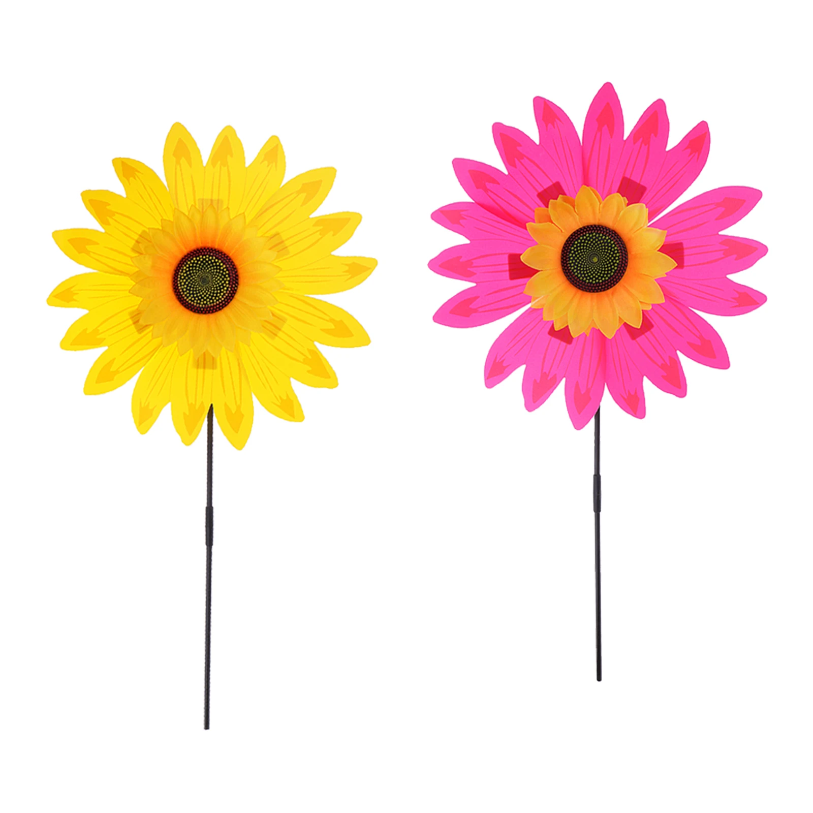 

2pcs Sunflower Outdoor Wind Windmill Spinners Yard Garden Decor