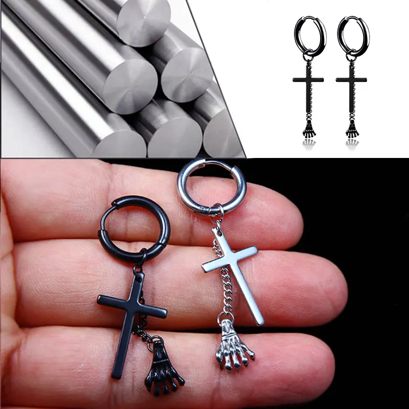 

1Pcs Fashion Stainless steel Clip Earrings Cross Star Tassel Pendant For Women Simplicity Hip hop Ear Jewelry Gifts