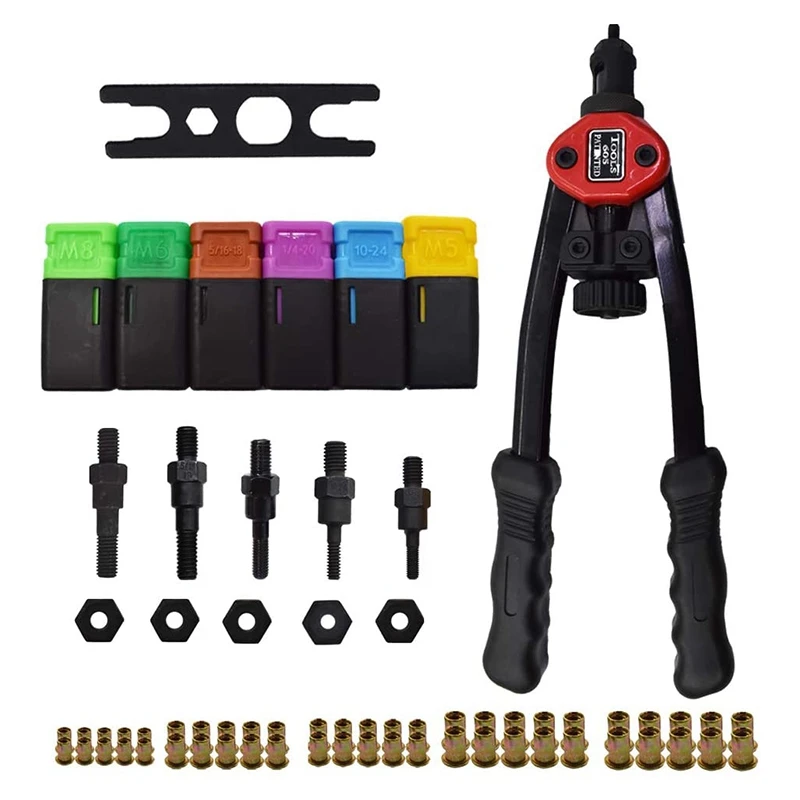 

Hand Rivet Nut Setter Kit Rivnut Setting Tools Nut Setter Tool Hand Blind Riveter Tool 11 Metric and Mandrels