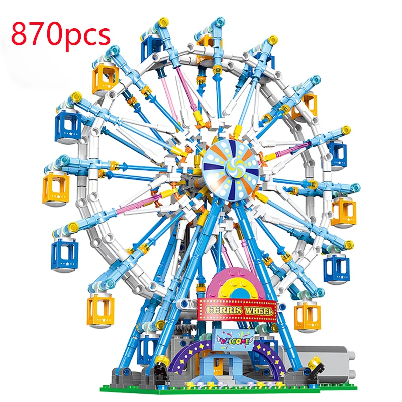NEW Technical Ideas Electric Ferris Wheel Building Blocks Diy Friends Amusement Park Model Bricks Assembly Toy For Children Gift | Игрушки и