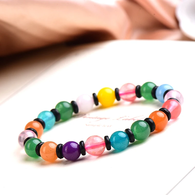 1 шт. разноцветные браслеты с натуральными кристаллами кварцевые эластичный шнур