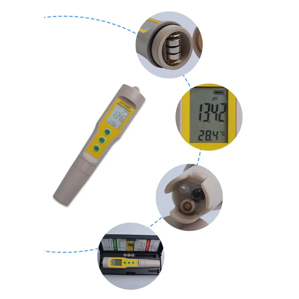 Портативный измеритель PH/температуры цифровой качества воды с ЖК экраном