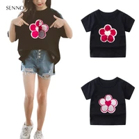 2020 flower reversible sequin summer cotton short sleeves t shirts for girls tops tees kids clothes sequins baby girl t shirts