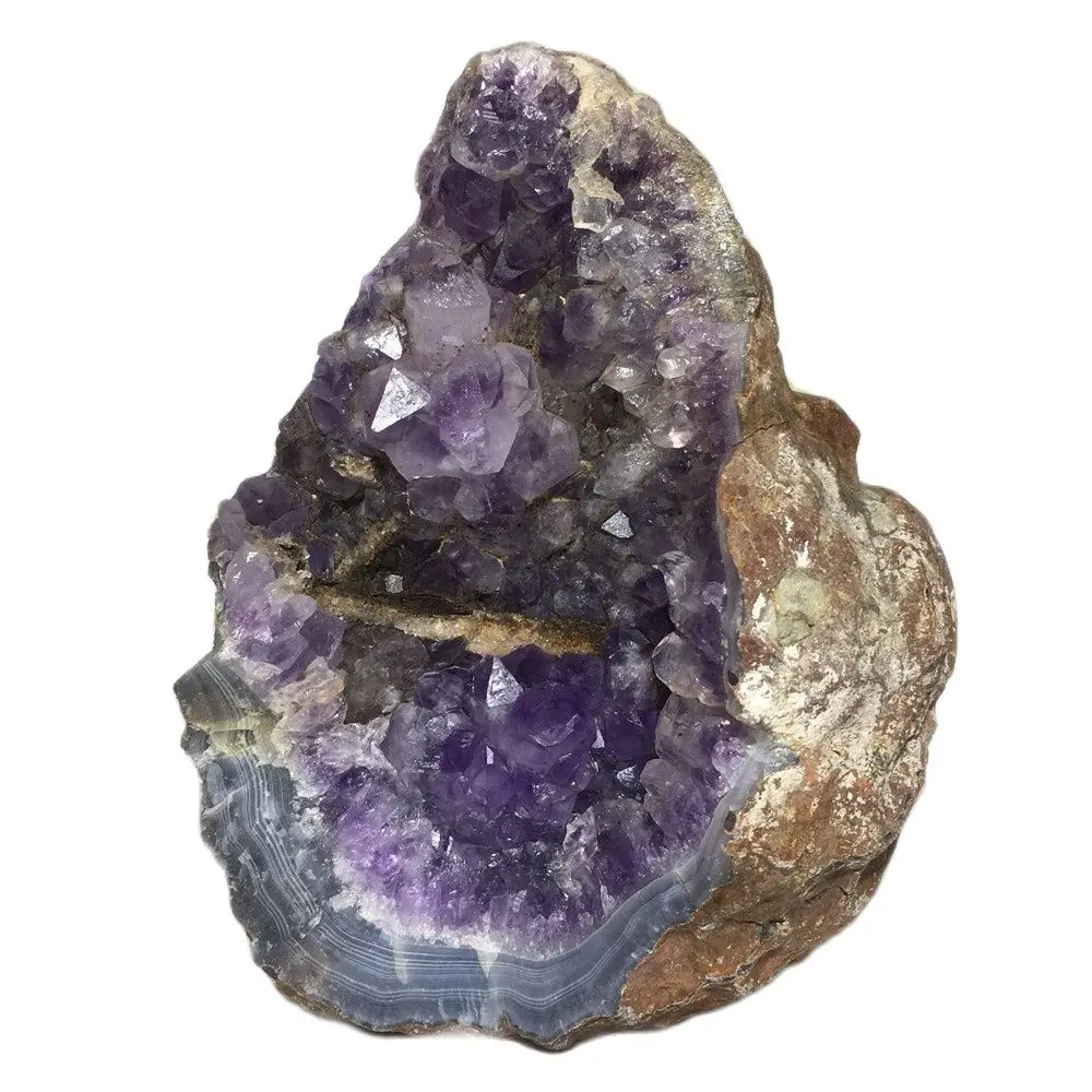 

Amethyst Geode Quartz Crystals Cluster Purple Gemstones Ornament For Home Decoration Feng Shui Healing Druzy Specimens