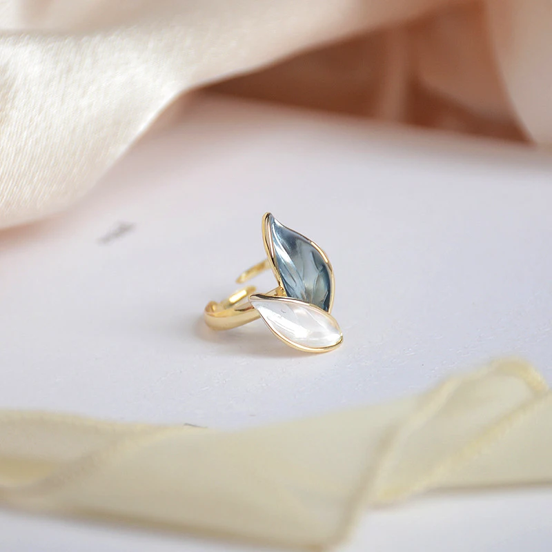 

Original Charm Design 14K Real Gold Plated Morandi Style Leaves Four-piece Jewelry Set for Women S925 Silver Needle Party Gift