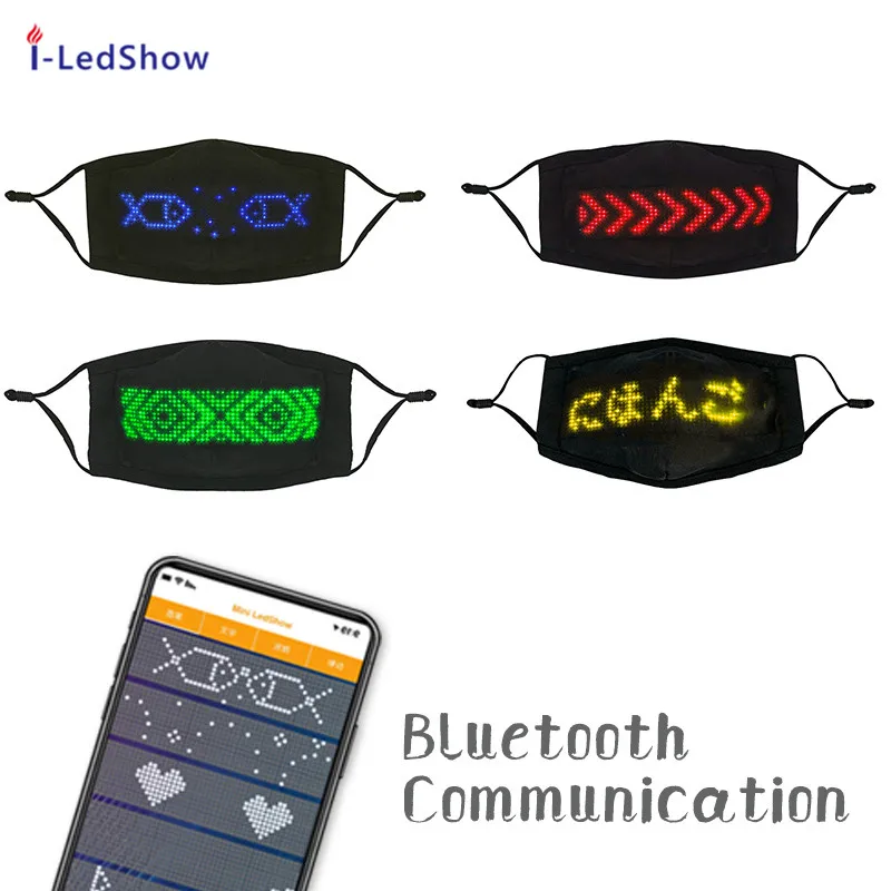 Bluetooth APP управление светодиодный маска Programmalbe сообщение маски для лица зарядка