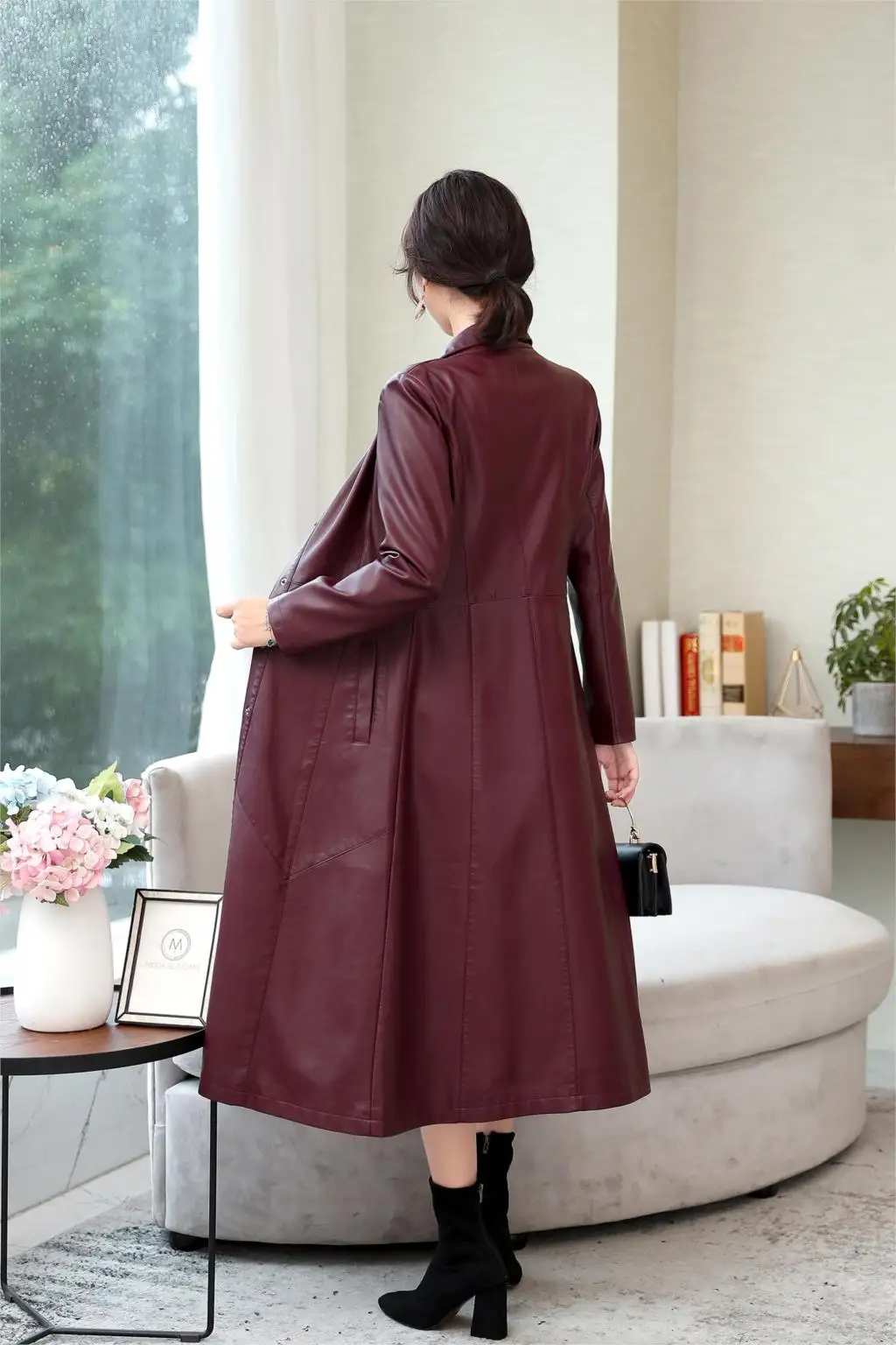 Xxxxxl осенний большой женский плащ из искусственной кожи китайские модные однобортные длинные женские кожаные куртки