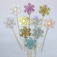 2021 new 10pcslot cute snowflake cartoon cupcake topper cake flags for wedding birthday party baby shower decoration supplies