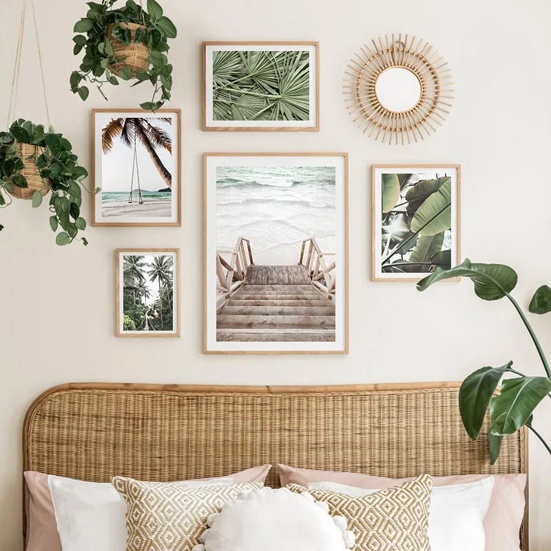 

Island Tropical Ocean Banana Palm Leaf Painting Landscape Aesthetic Canvas Art HD Print Wall Picture Modern Home Decor Poster