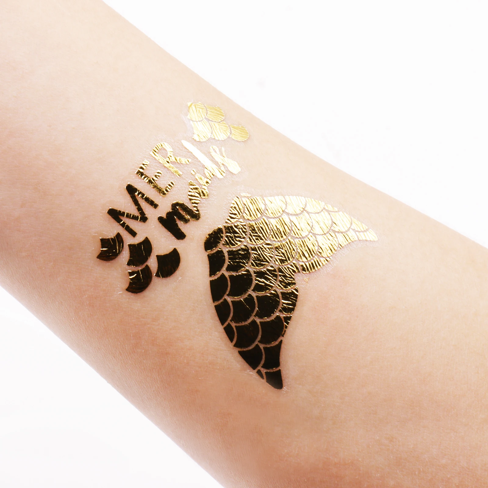 Золотые блестки Русалка Фламинго Единорог временные татуировки наклейки для DIY