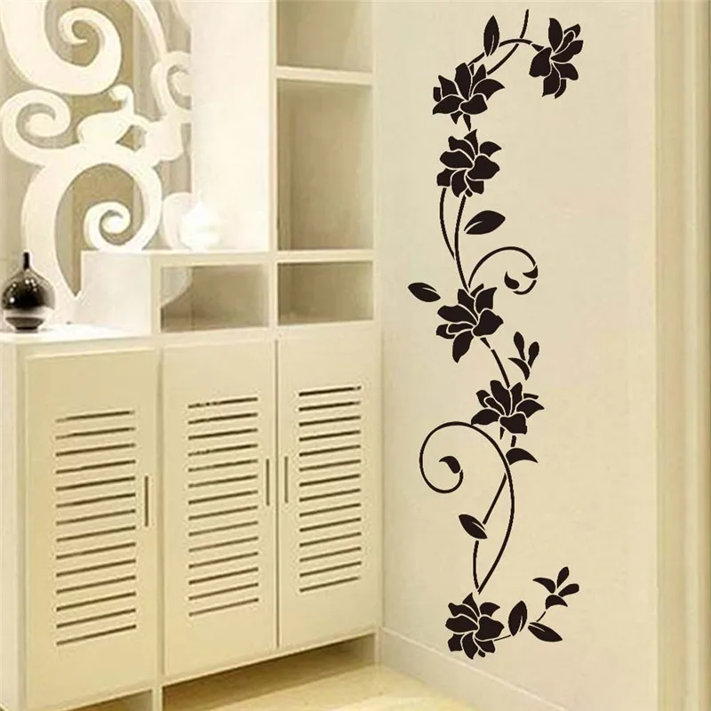 

Black Flower Vine Wall Stickers Refrigerator Window Cupboard Home Decorations Diy Home Decals Art Mural Posters Home Decor