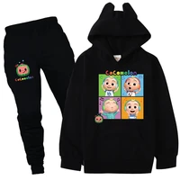 children cocomelon clothes kids cat ear anime hoodie boys hooded sweatshirts pants 2pcs set baby girl outfits children tracksuit