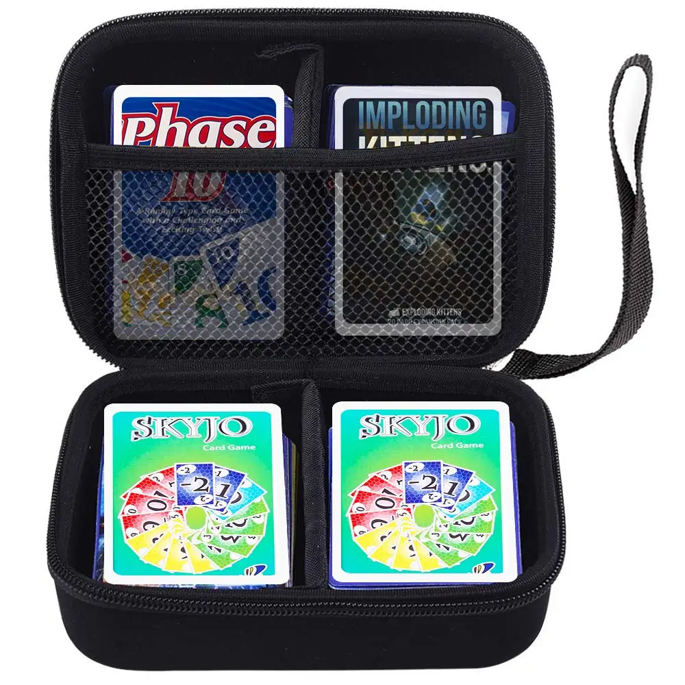 Чехол для карт совместимый с SKYJO/ phase 10/ Imploding Kittens ремешком на руку и разделителем