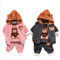 new children boys girls clothing sets toddler baby winter woolen vest jackets coat pants thick warm tracksuts kids sets0 4y