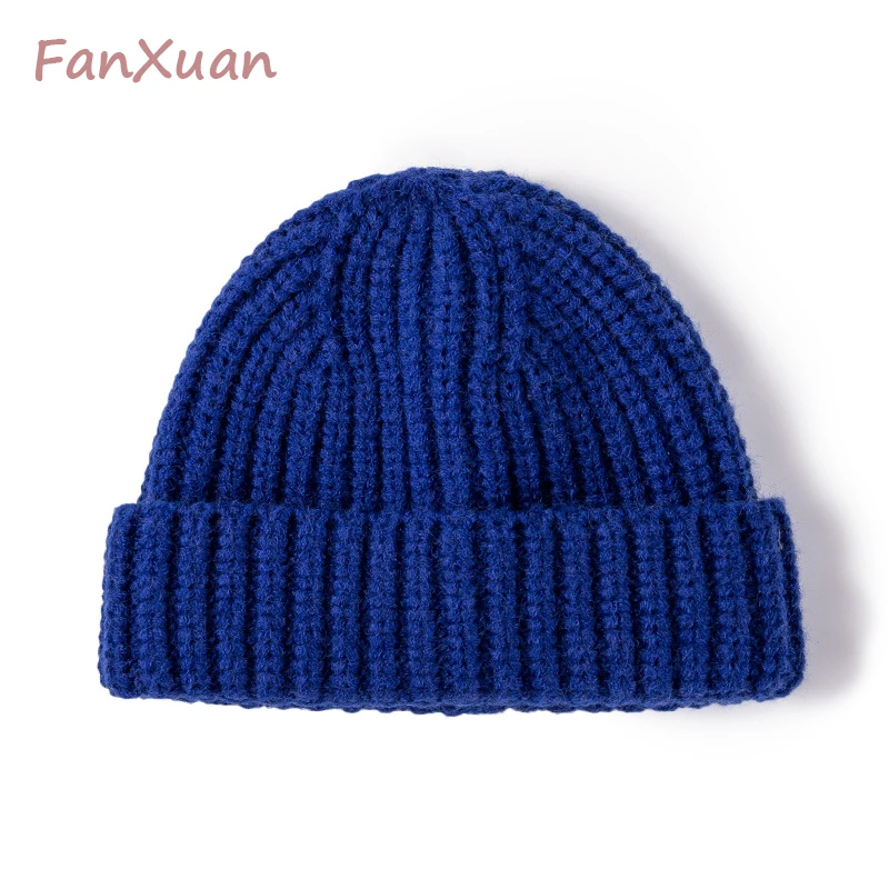 

Knitted Thick Unisex Skullies Winter Hats for Women Mens Hats Mens Skullies Women Beanies Solid Yuppie Cap Young Students Cap
