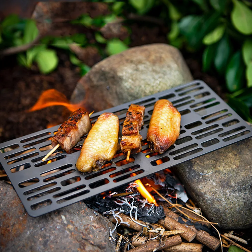 

Titanium Charcoal Bbq Grill Barbecue Net Camping Outdoor Grill Net Camping Baking Tray Ultralight BBQ Tool Portable Picnic Grill
