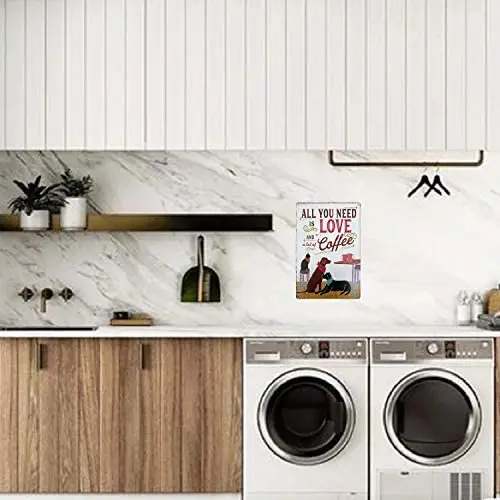 

Novelty Dog All You Need Is Love And A Lot of Coffee Sign Vintage Style Retro Kitchen Bar Pub Cafe Shop Man Cave Decor 8x12Inch