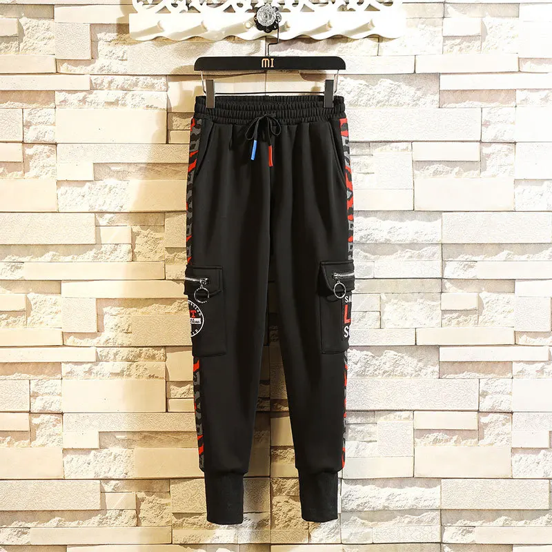 

2022 Autumn Adolescent Trend Hip Hop Fashion Work Pants Port Wind Japanese Casual Pants Bunch Foot Nine Pants Boys