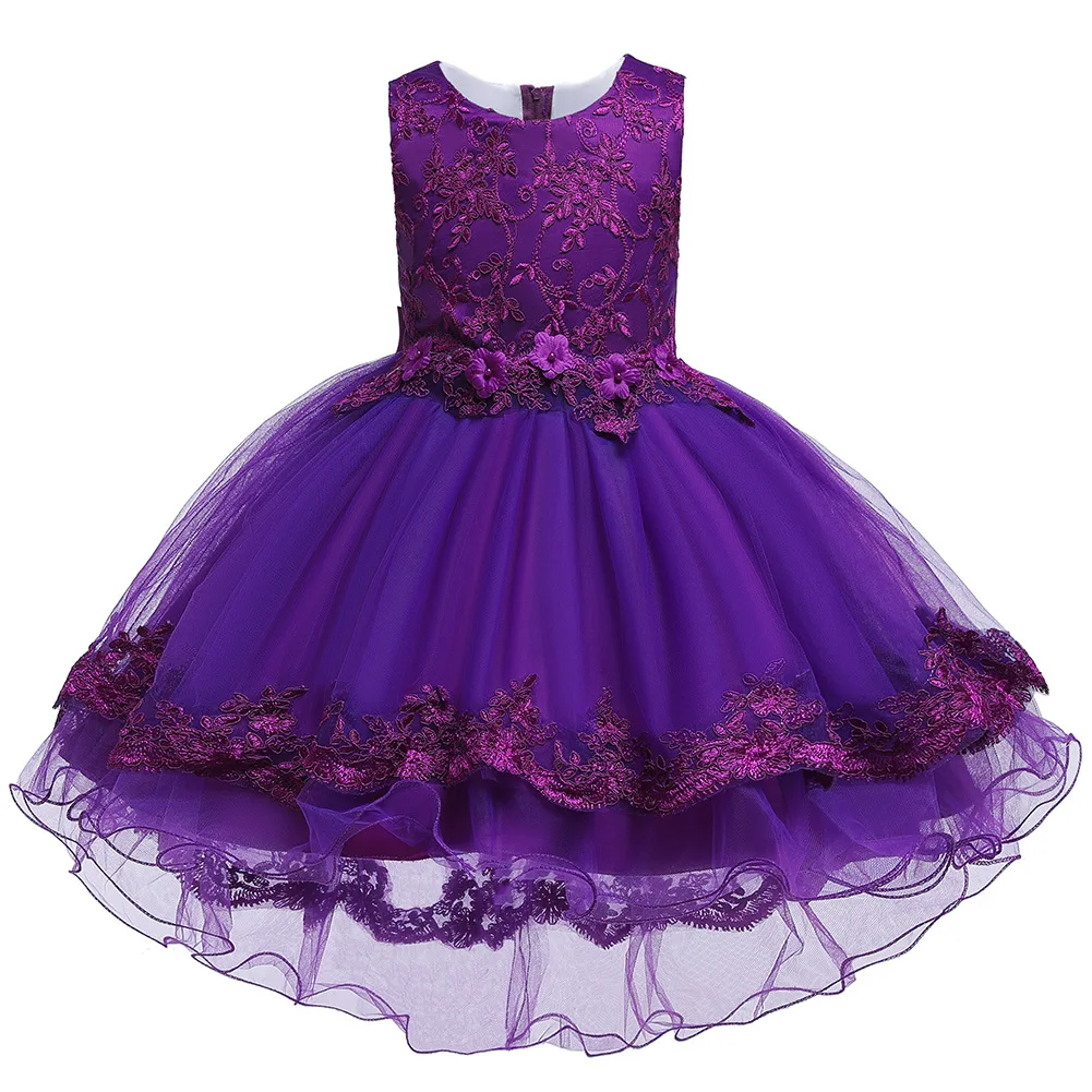 Новогодние элегантные Детские платья принцессы с кружевными цветами для девочек