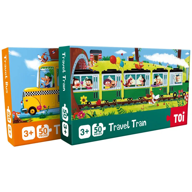 

Toi Children Early Educational Baby Colorful Popular Cartoon Interesting Travel Train Paper Jigsaw Puzzle Toys Over 3 Years Old