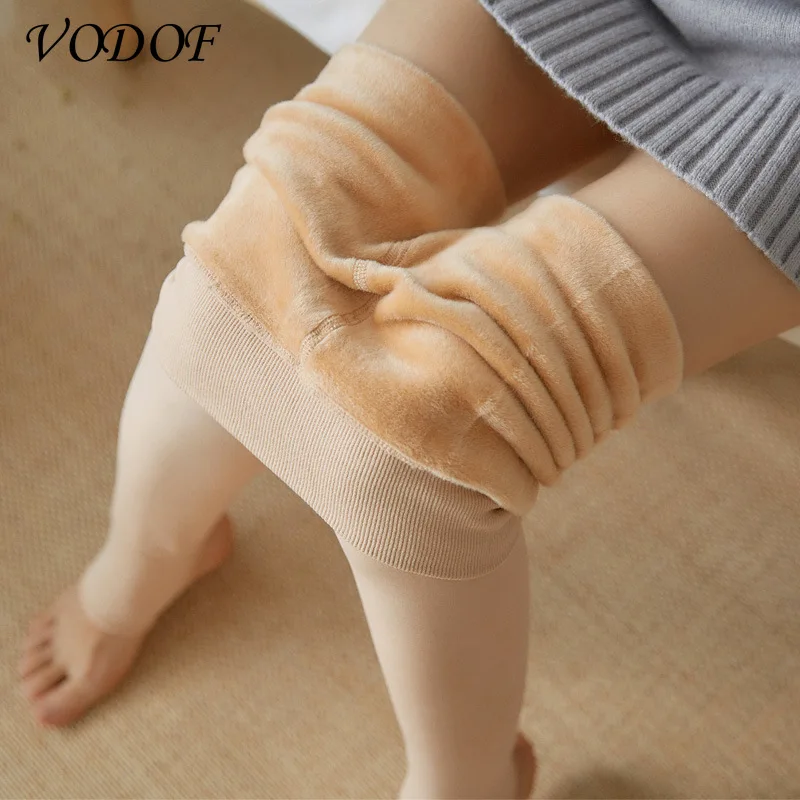 

VODOF Women Warm Winter Leggings High Waist Velvet Cashmere Knitted Thick Elastic Skinny Ankle-Length Lining Pants Hot Bottom